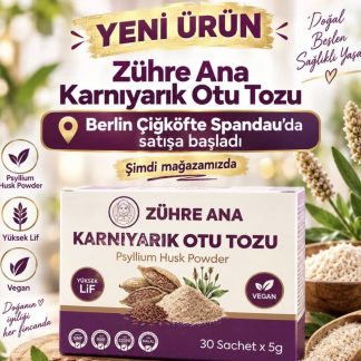 Zühre Ana Flohsamenpulver 100 % rein – Pflanzliches Pulver 30x5 g
